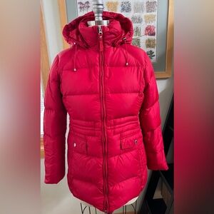 Lands End Women’s Red Puffer Down Parka in EUC